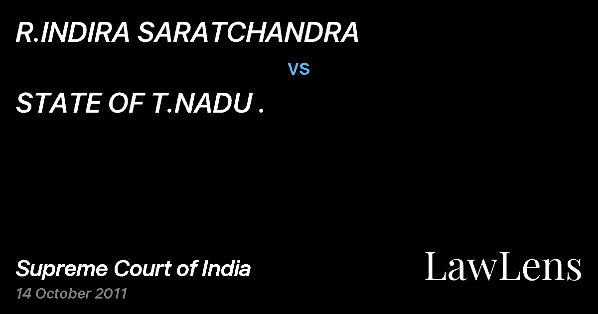 Preview image for R.INDIRA SARATCHANDRA vs. STATE OF T.NADU .