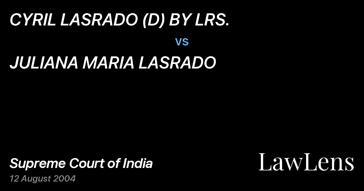Preview image for CYRIL LASRADO (D) BY LRS. vs. JULIANA MARIA LASRADO
