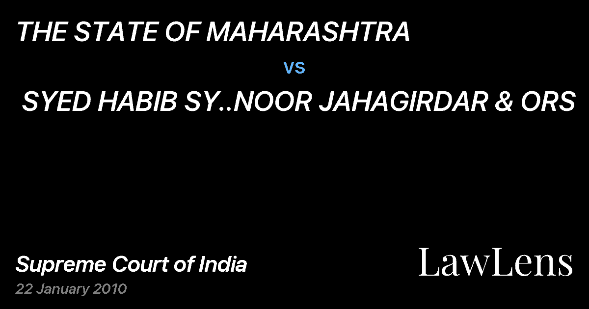 Preview image for THE STATE OF MAHARASHTRA  vs.  SYED HABIB SY..NOOR JAHAGIRDAR & ORS