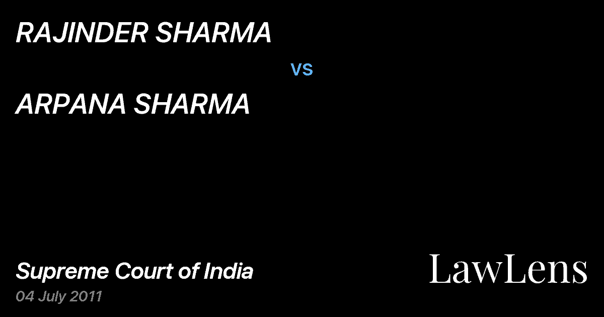 Preview image for RAJINDER SHARMA vs. ARPANA SHARMA
