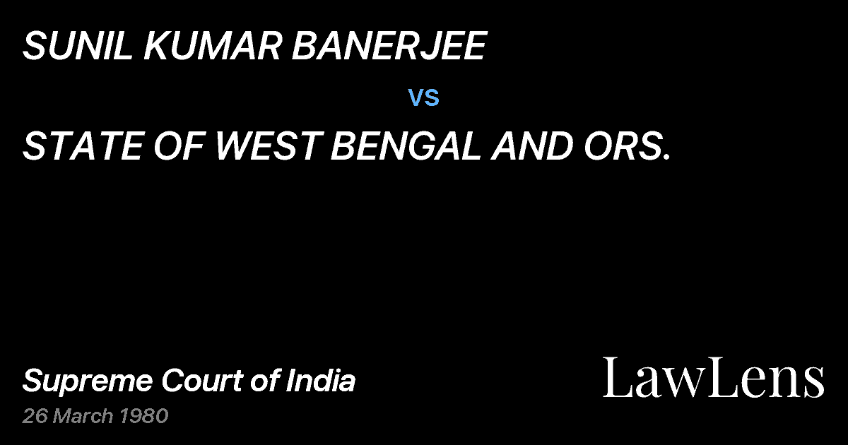 Preview image for SUNIL KUMAR BANERJEE vs. STATE OF WEST BENGAL AND ORS.