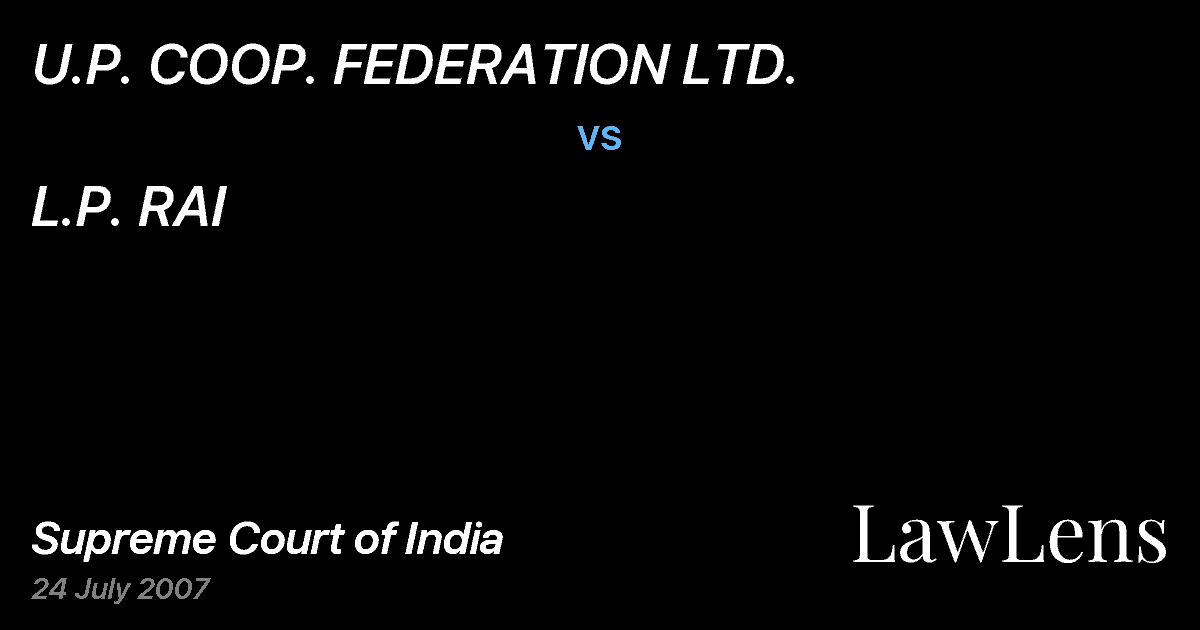 Preview image for U.P. COOP. FEDERATION LTD. vs. L.P. RAI