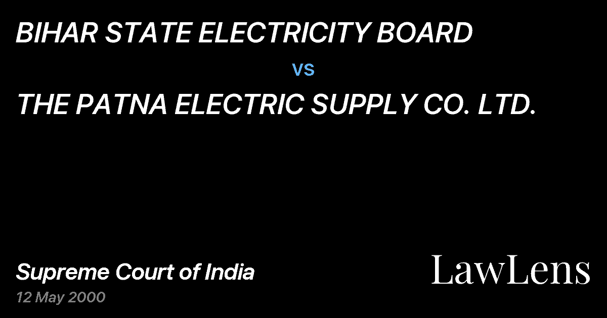 Preview image for BIHAR STATE ELECTRICITY BOARD vs. THE PATNA ELECTRIC SUPPLY CO. LTD.