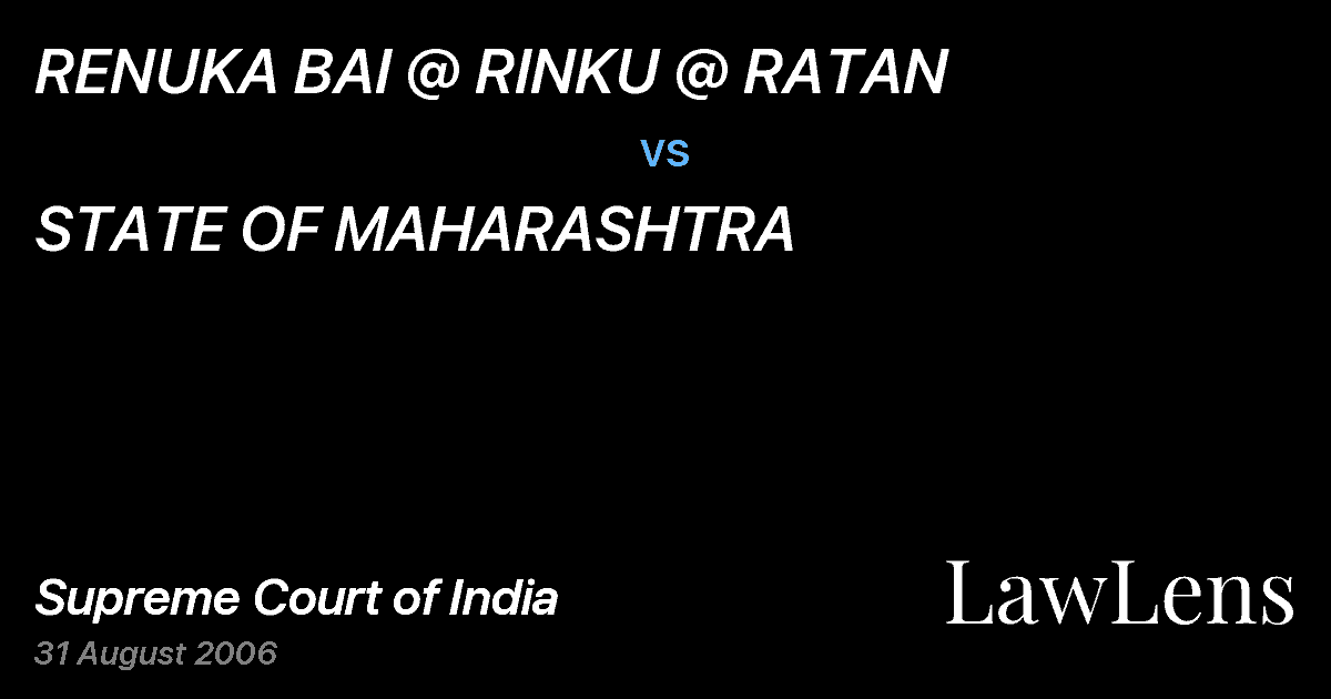 Preview image for RENUKA BAI @ RINKU @ RATAN vs. STATE OF MAHARASHTRA