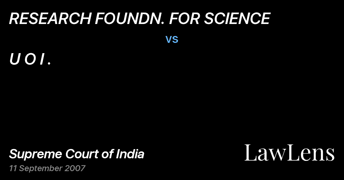 Preview image for RESEARCH FOUNDN. FOR SCIENCE vs. U O I .