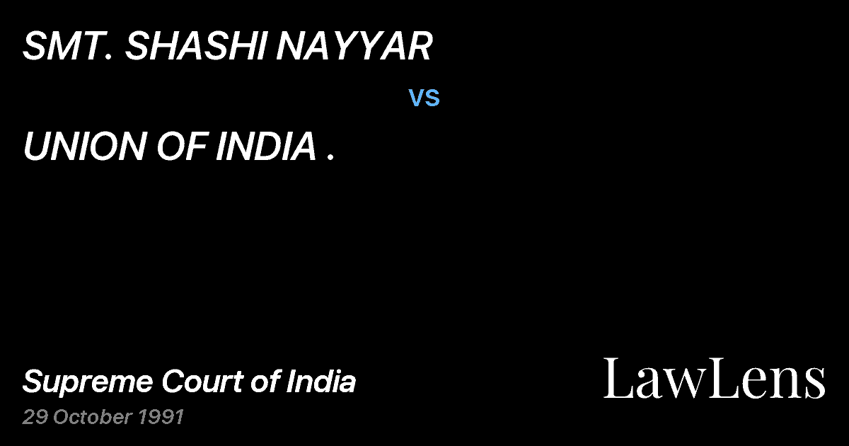 Preview image for SMT. SHASHI NAYYAR vs. UNION OF INDIA .