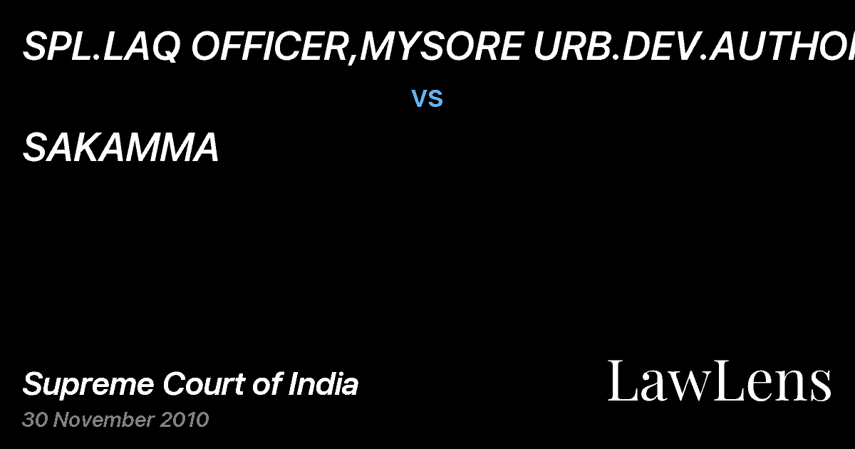 Preview image for SPL.LAQ OFFICER,MYSORE URB.DEV.AUTHORITY vs. SAKAMMA