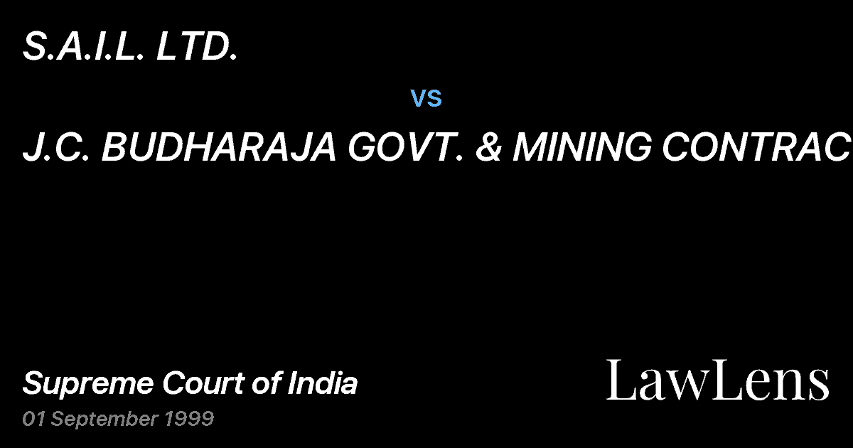 Preview image for S.A.I.L. LTD. vs. J.C. BUDHARAJA GOVT. & MINING CONTRACTOR