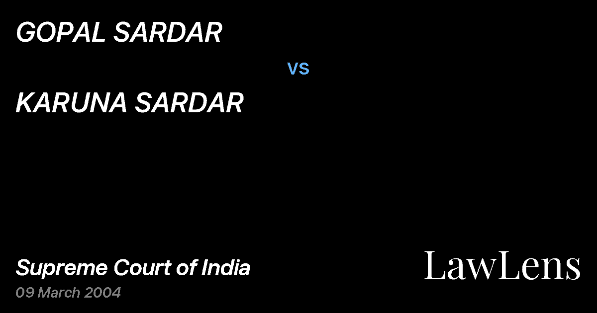 Preview image for GOPAL SARDAR vs. KARUNA SARDAR