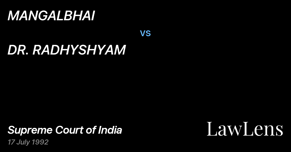 Preview image for MANGALBHAI vs. DR. RADHYSHYAM