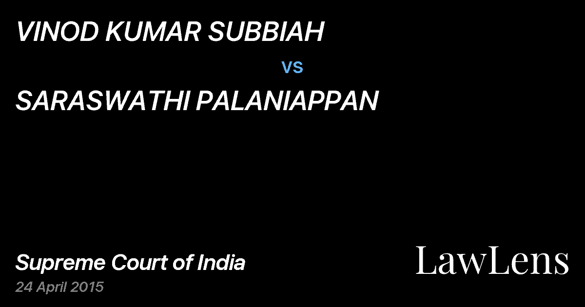 Preview image for VINOD KUMAR SUBBIAH vs. SARASWATHI PALANIAPPAN