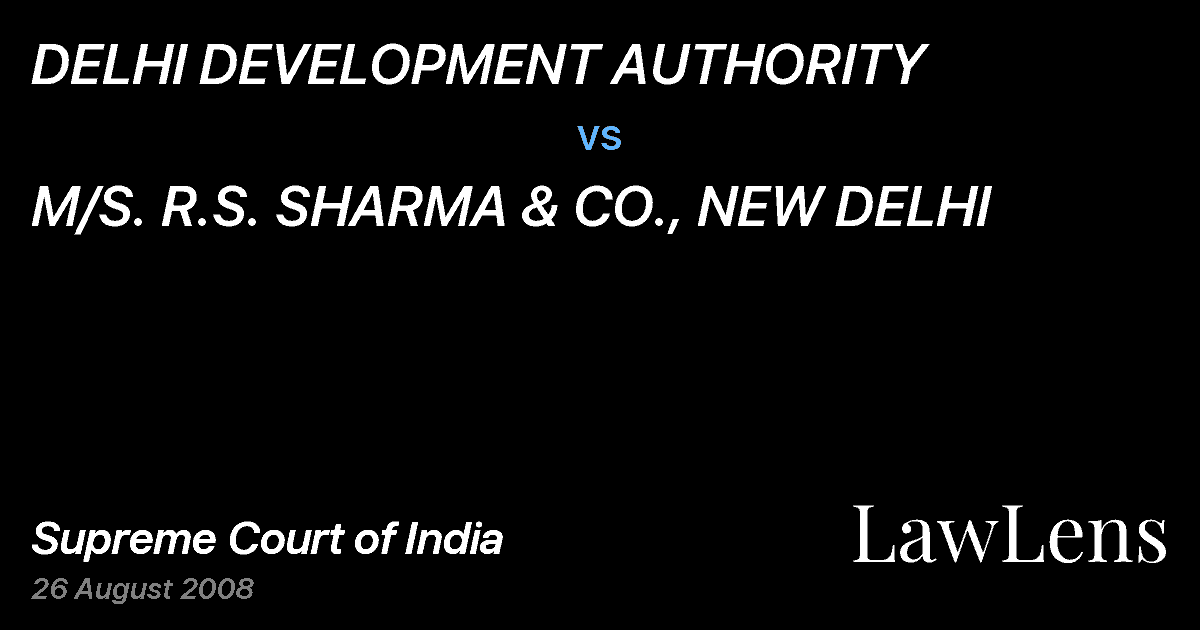 Preview image for DELHI DEVELOPMENT AUTHORITY vs. M/S. R.S. SHARMA & CO., NEW DELHI
