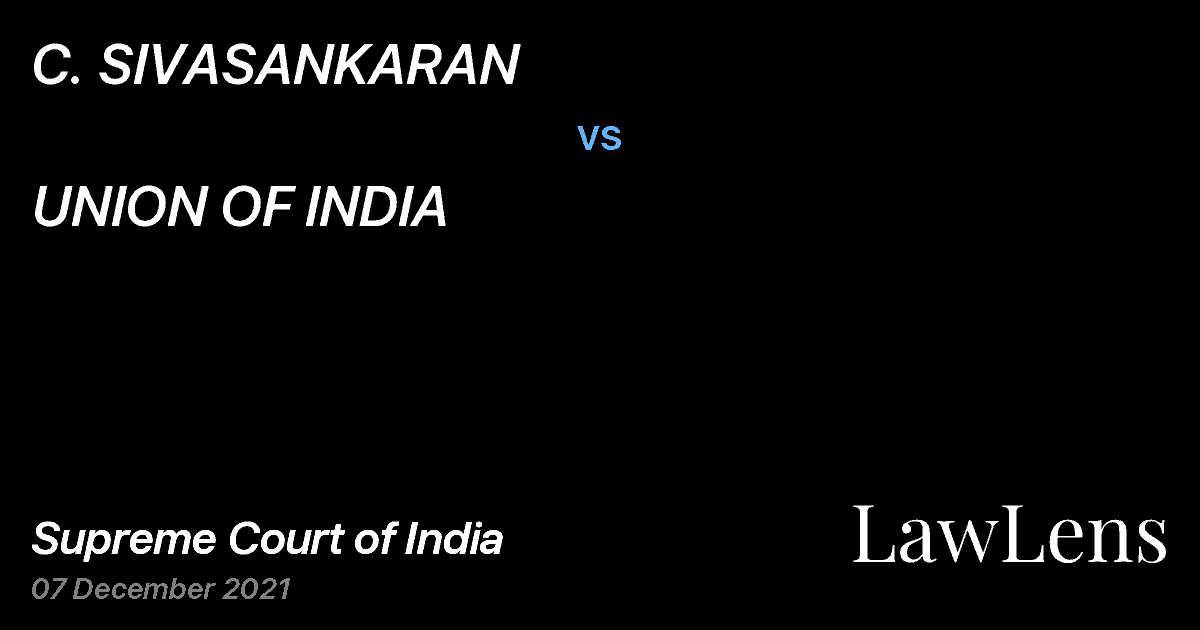 Preview image for C. SIVASANKARAN vs. UNION OF INDIA