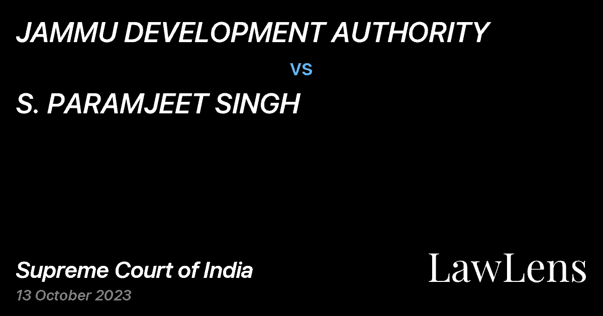 Preview image for JAMMU DEVELOPMENT AUTHORITY vs. S. PARAMJEET SINGH