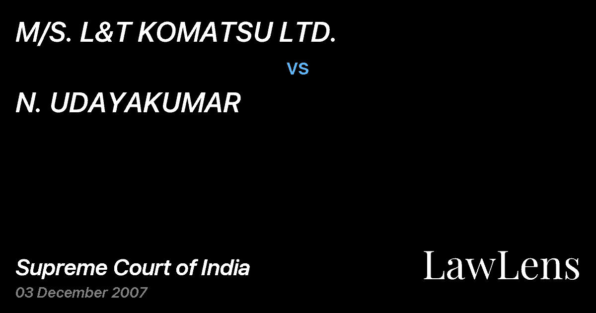 Preview image for M/S. L&T KOMATSU LTD. vs. N. UDAYAKUMAR