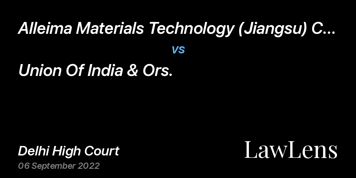 Preview image for Alleima Materials Technology (Jiangsu) Co Ltd vs. Union Of India & Ors.