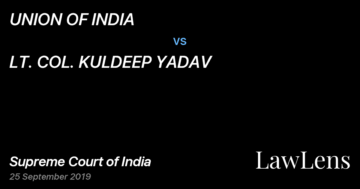 Preview image for UNION OF INDIA vs. LT. COL. KULDEEP YADAV