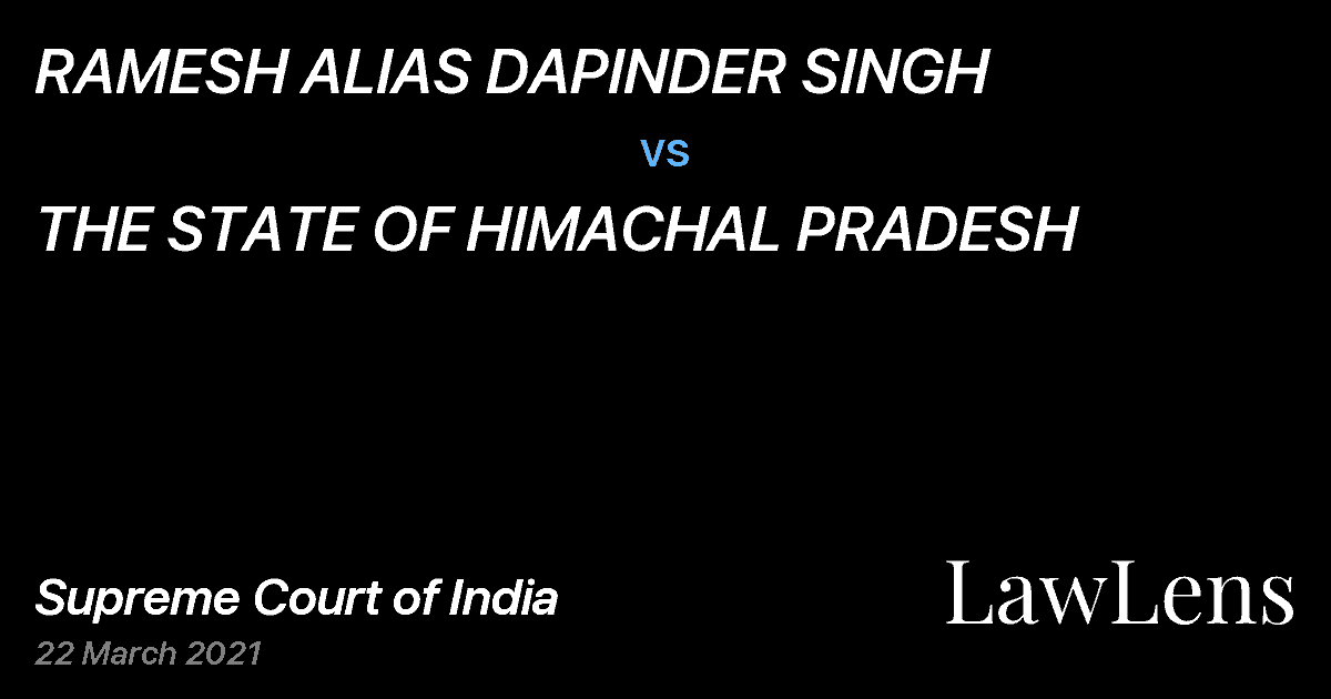 Preview image for RAMESH ALIAS DAPINDER SINGH vs. THE STATE OF HIMACHAL PRADESH