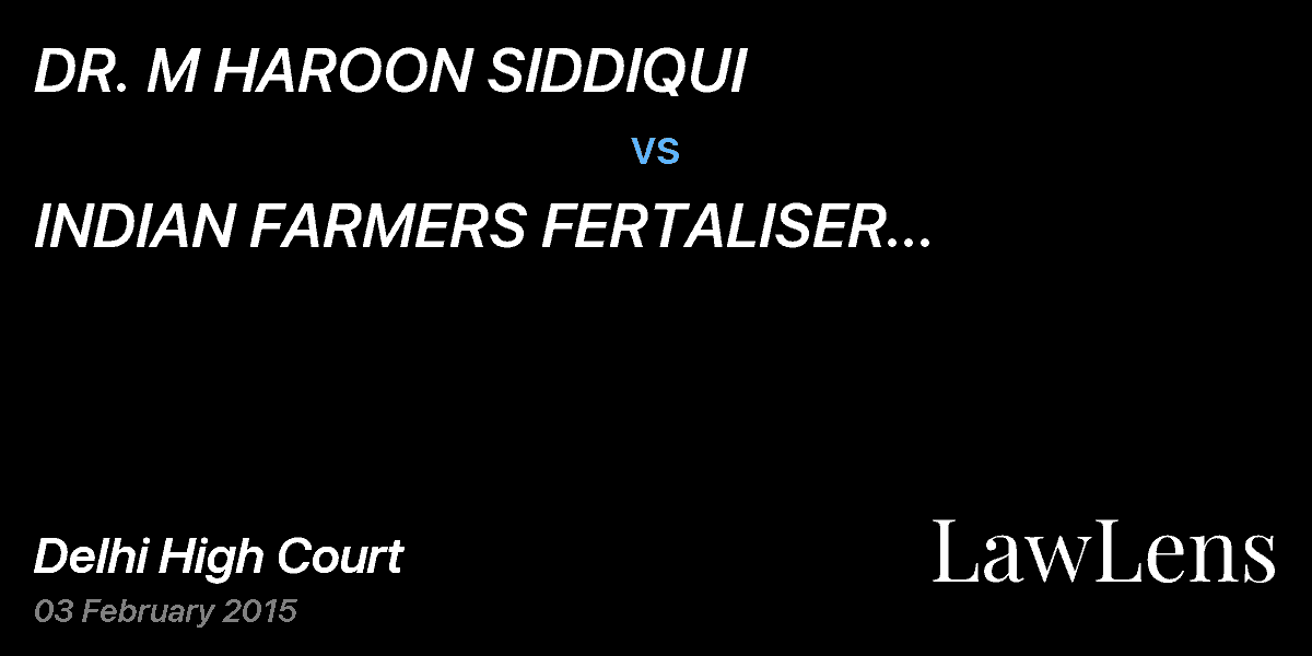Preview image for DR. M HAROON SIDDIQUI  vs.  INDIAN FARMERS FERTALISER COOPERATIVE LTD. & ORS.