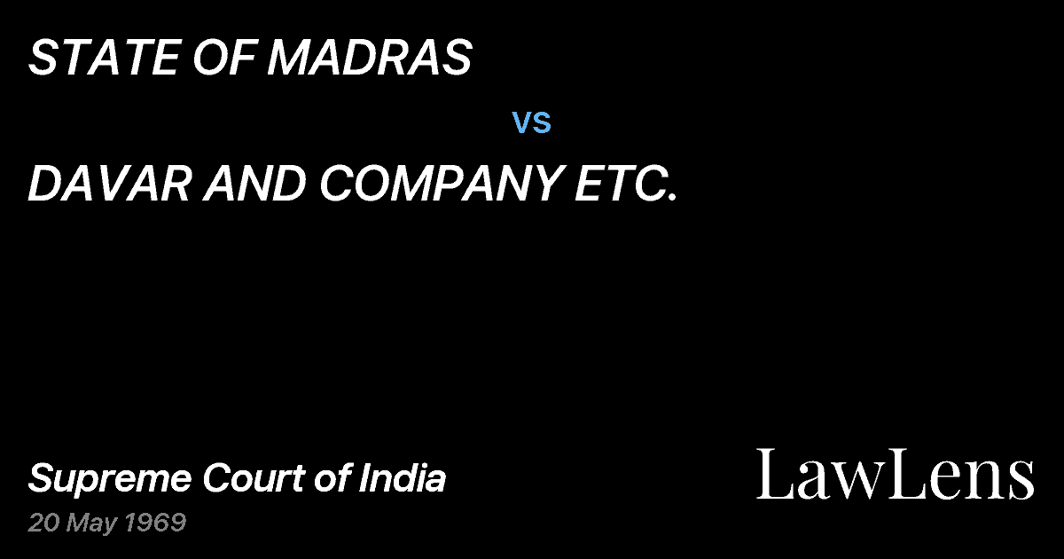 Preview image for STATE OF MADRAS vs. DAVAR AND COMPANY ETC.