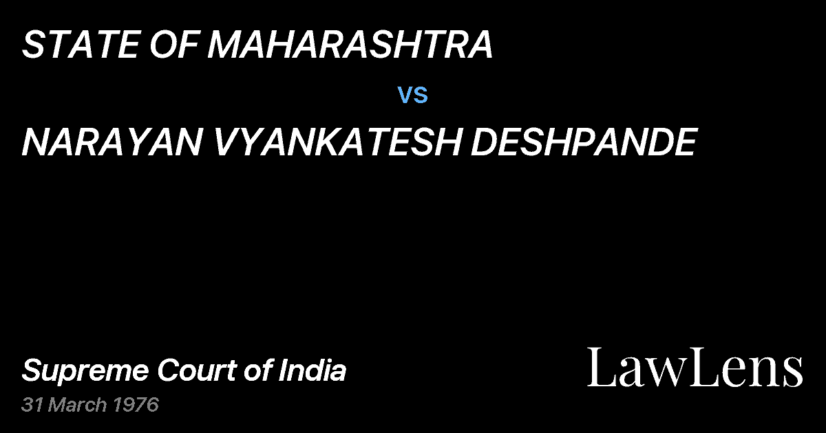 Preview image for STATE OF MAHARASHTRA vs. NARAYAN VYANKATESH DESHPANDE