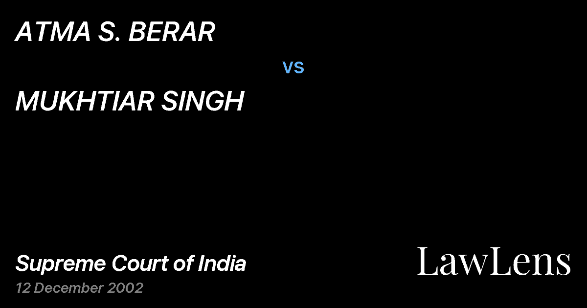 Preview image for ATMA S. BERAR vs. MUKHTIAR SINGH