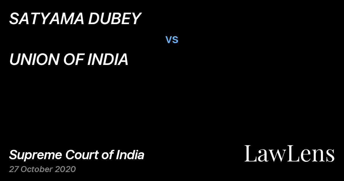 Preview image for SATYAMA DUBEY vs. UNION OF INDIA