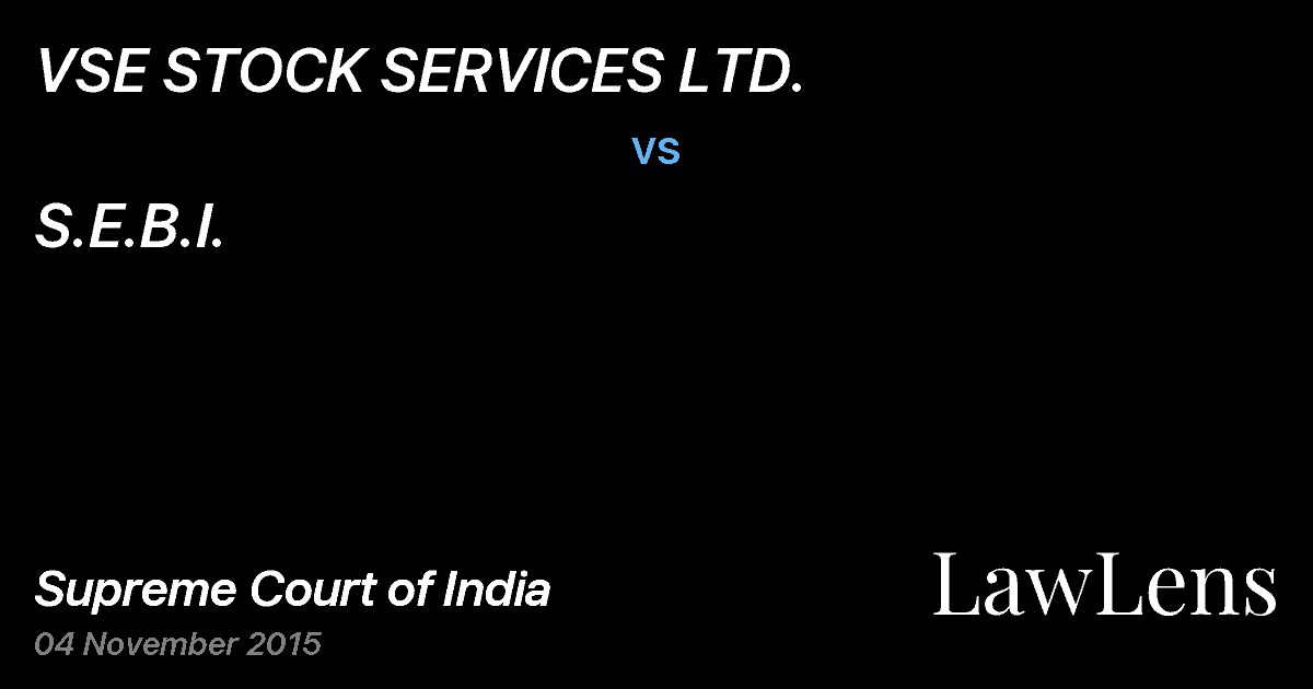 Preview image for VSE STOCK SERVICES LTD. vs. S.E.B.I.
