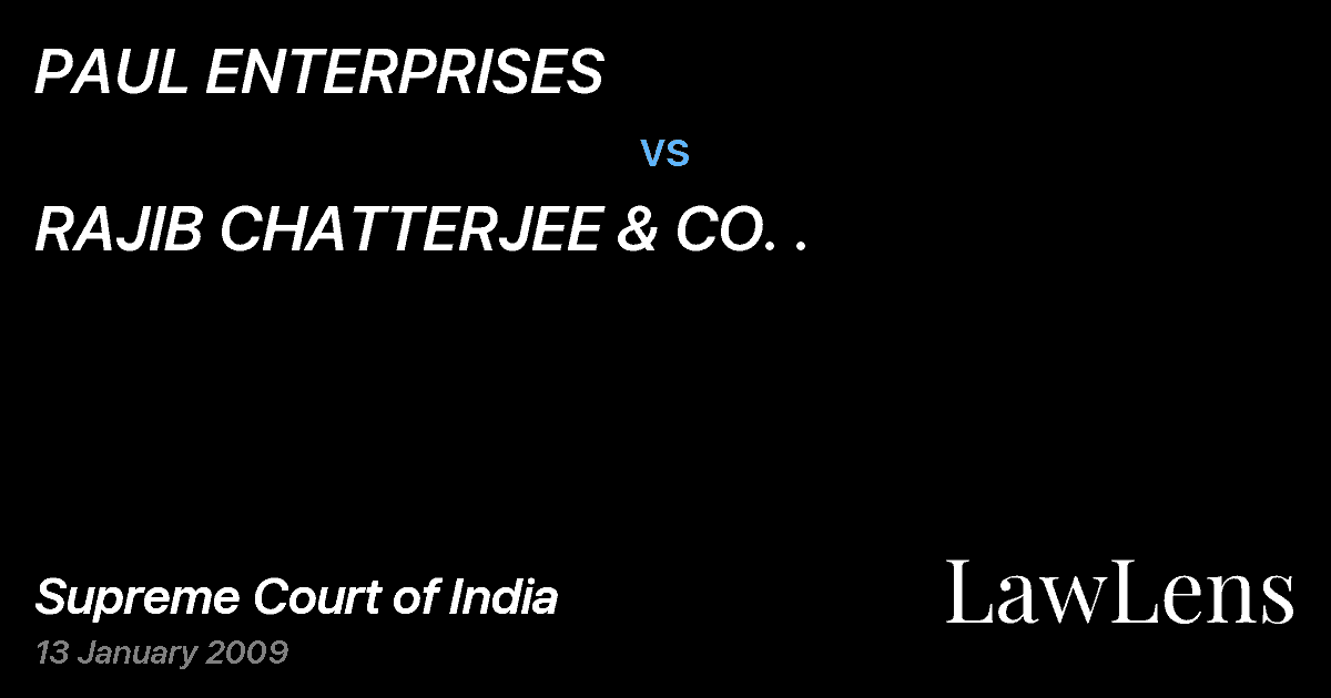Preview image for PAUL ENTERPRISES vs. RAJIB CHATTERJEE & CO. .