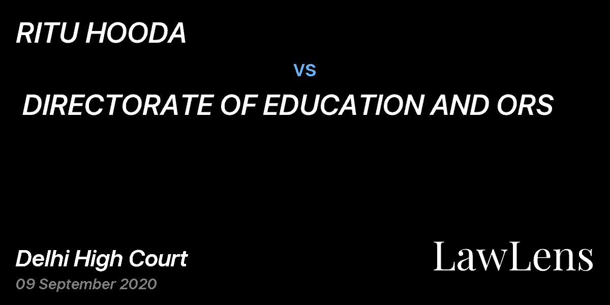 Preview image for RITU HOODA  vs.  DIRECTORATE OF EDUCATION AND ORS