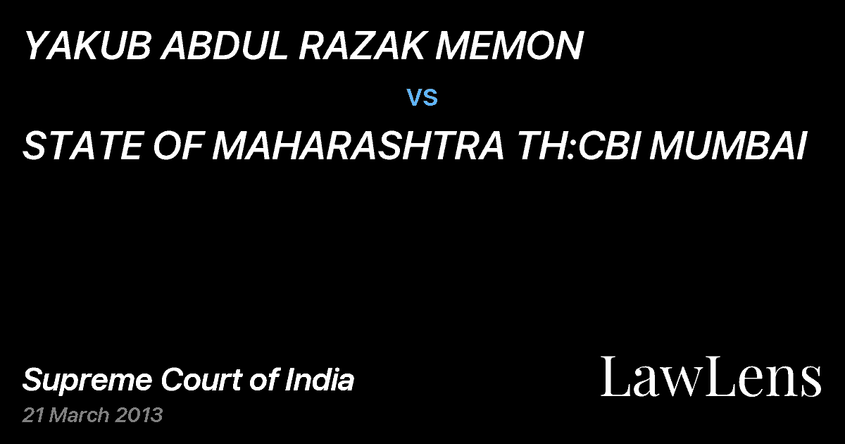 Preview image for YAKUB ABDUL RAZAK MEMON vs. STATE OF MAHARASHTRA TH:CBI MUMBAI