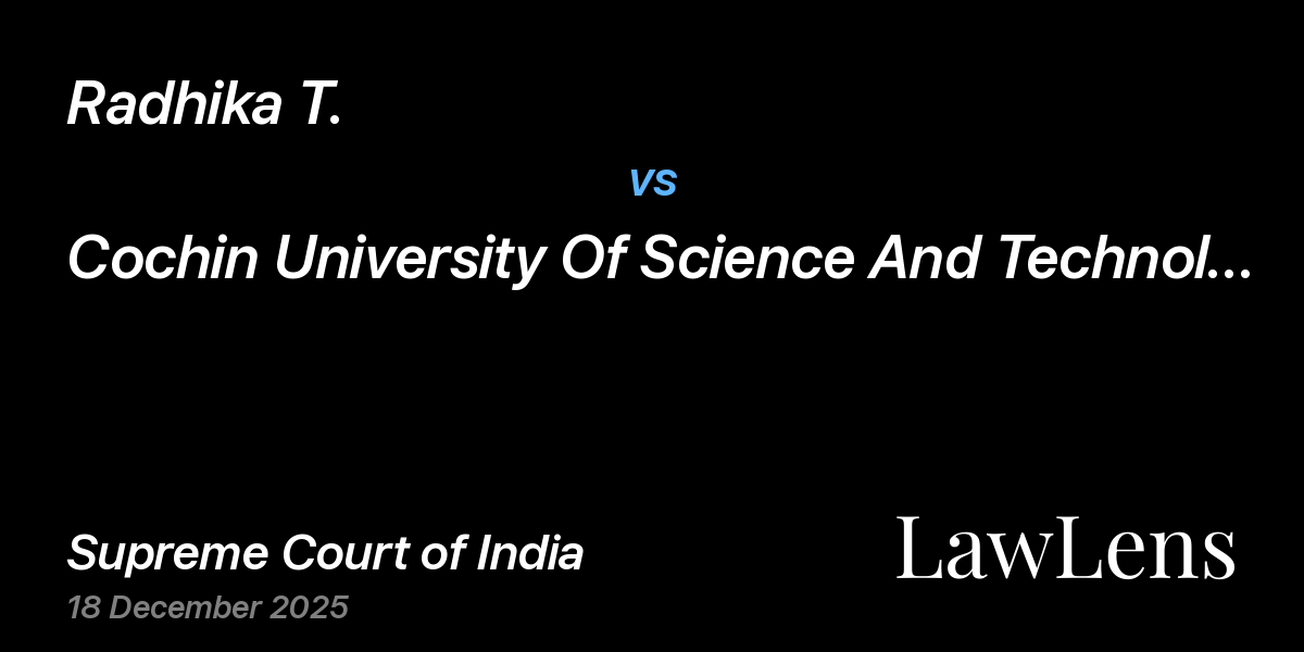 Preview image for Radhika T. vs. Cochin University Of Science And Technology