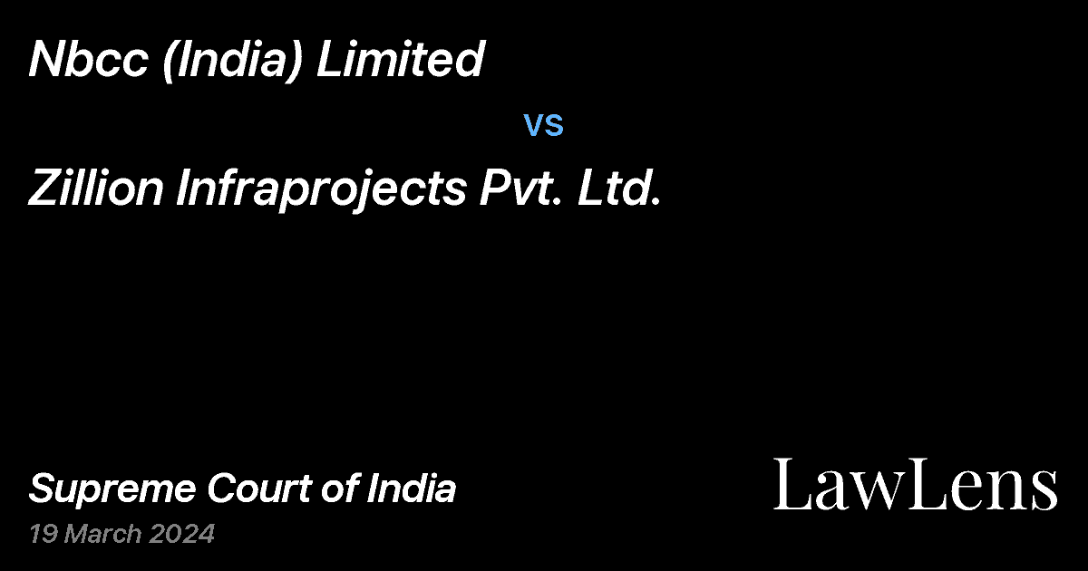 Preview image for Nbcc (India) Limited vs. Zillion Infraprojects Pvt. Ltd.