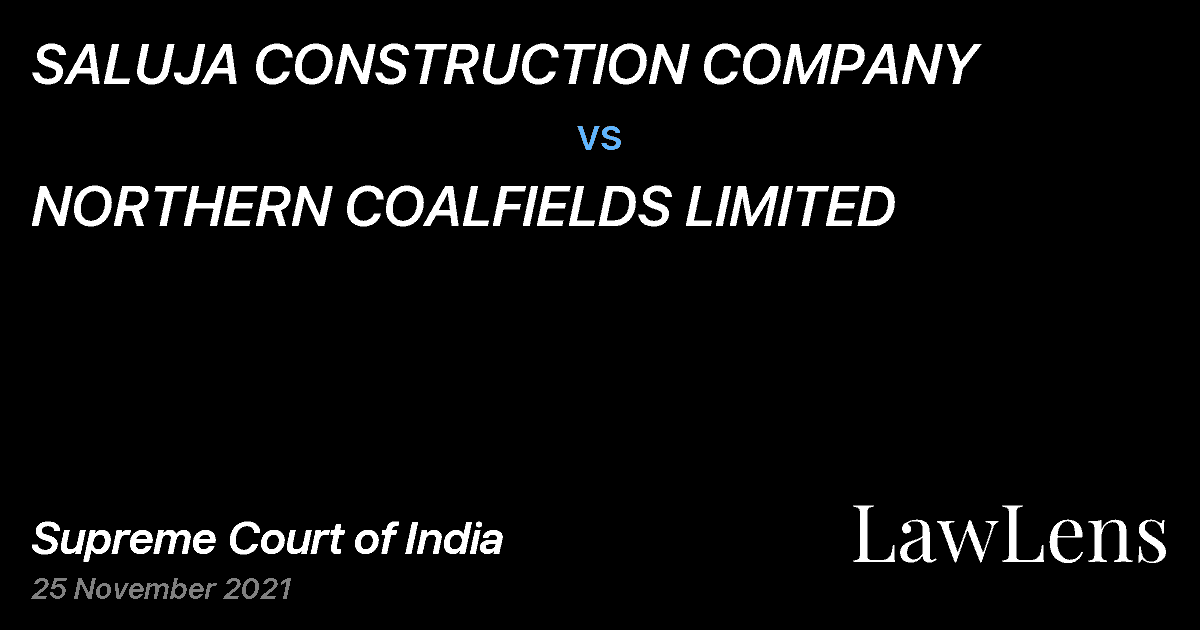 Preview image for SALUJA CONSTRUCTION COMPANY vs. NORTHERN COALFIELDS LIMITED