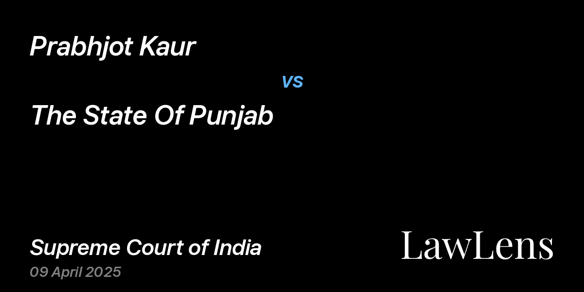 Preview image for Prabhjot Kaur vs. The State Of Punjab