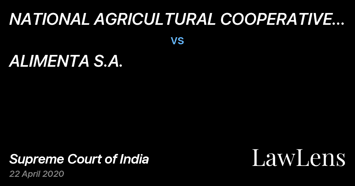 Preview image for NATIONAL AGRICULTURAL COOPERATIVE MARKETING FEDERATION OF INDIA vs. ALIMENTA S.A.