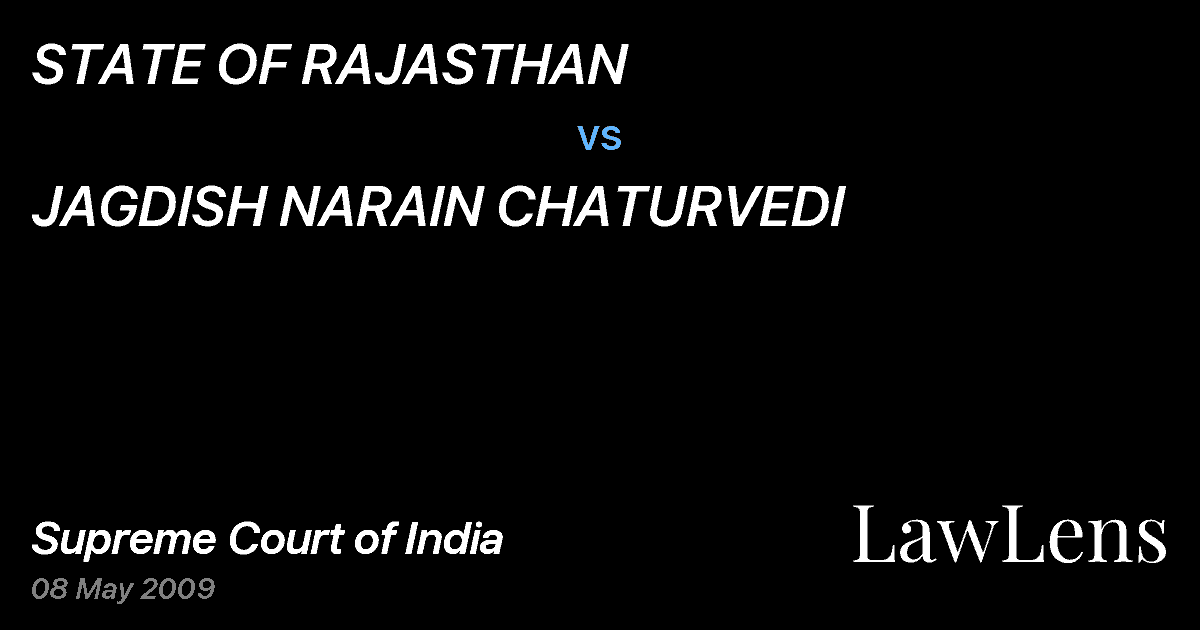 Preview image for STATE OF RAJASTHAN vs. JAGDISH NARAIN CHATURVEDI