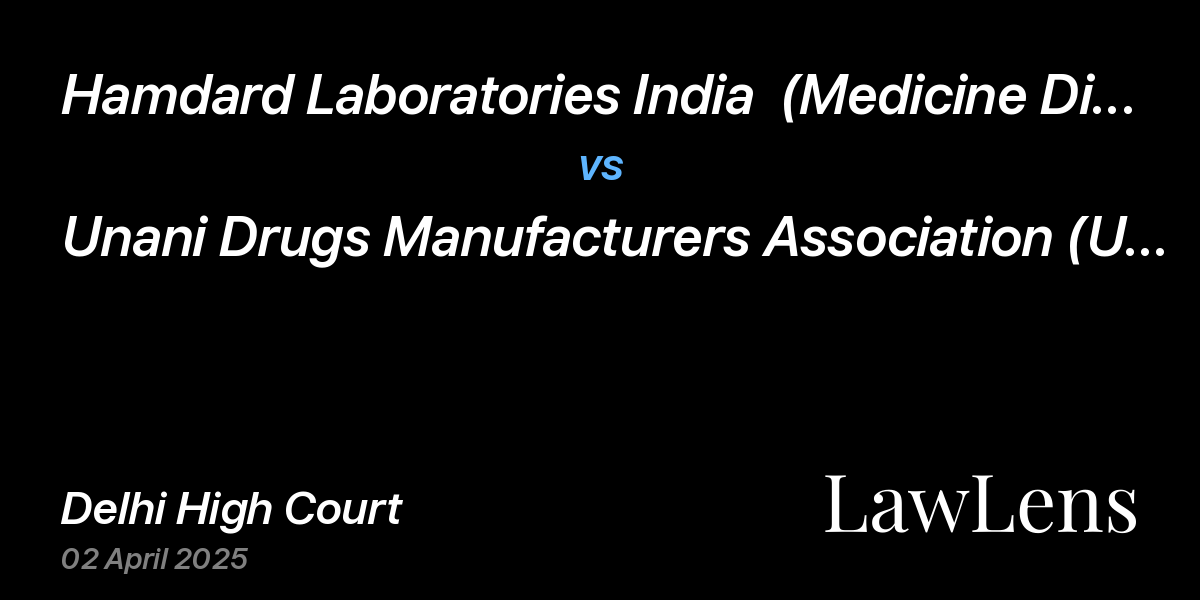 Preview image for Hamdard Laboratories India  (Medicine Division) vs. Unani Drugs Manufacturers Association (Udma) & Anr.
