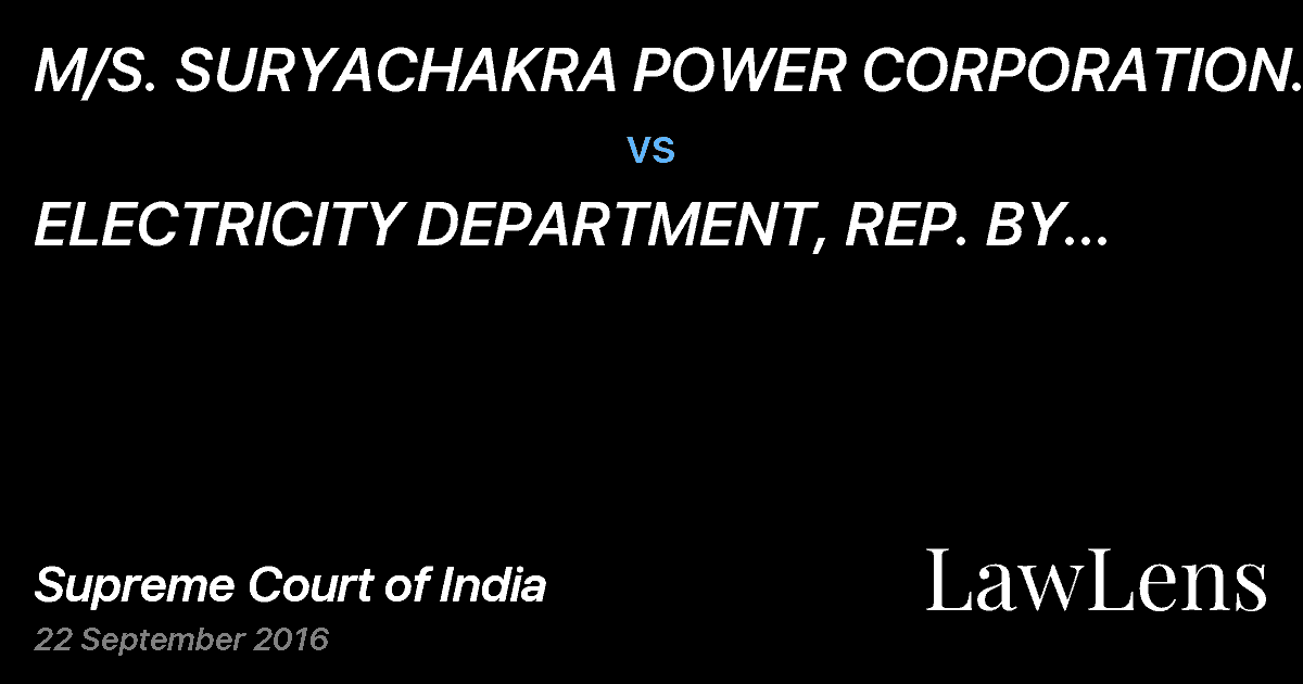Preview image for M/S. SURYACHAKRA POWER CORPORATION LIMITED vs. ELECTRICITY DEPARTMENT,
REP. BY ITS SUPERINTENDING ENGINEER, PORT BLAIR .