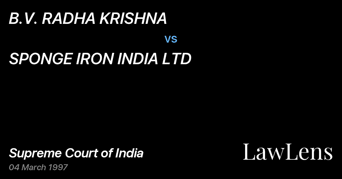Preview image for B.V. RADHA KRISHNA vs. SPONGE IRON INDIA LTD