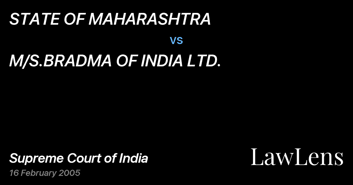 Preview image for STATE OF MAHARASHTRA vs. M/S.BRADMA OF INDIA LTD.