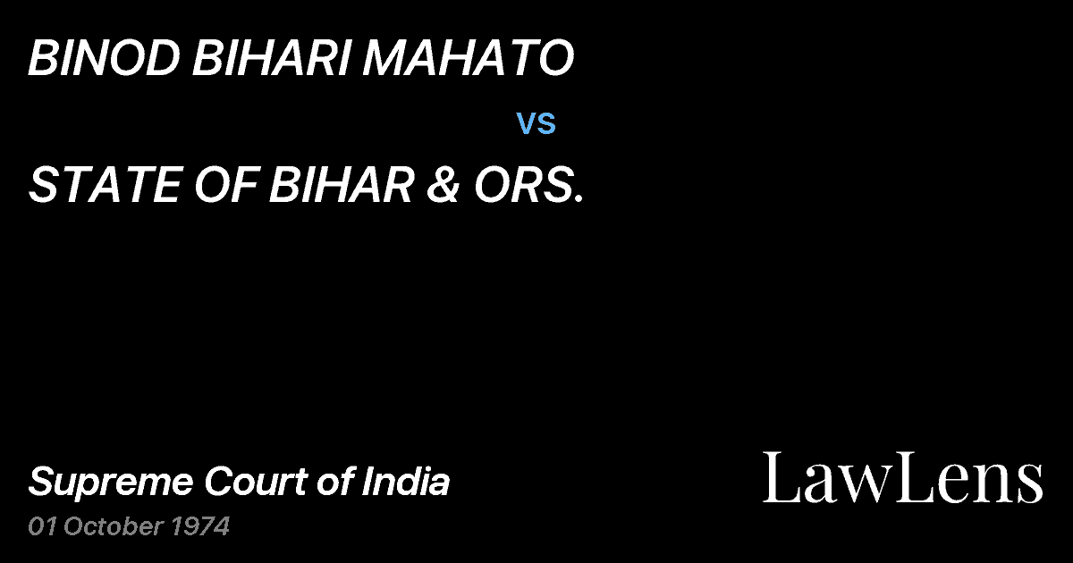 Preview image for BINOD BIHARI MAHATO vs. STATE OF BIHAR & ORS.