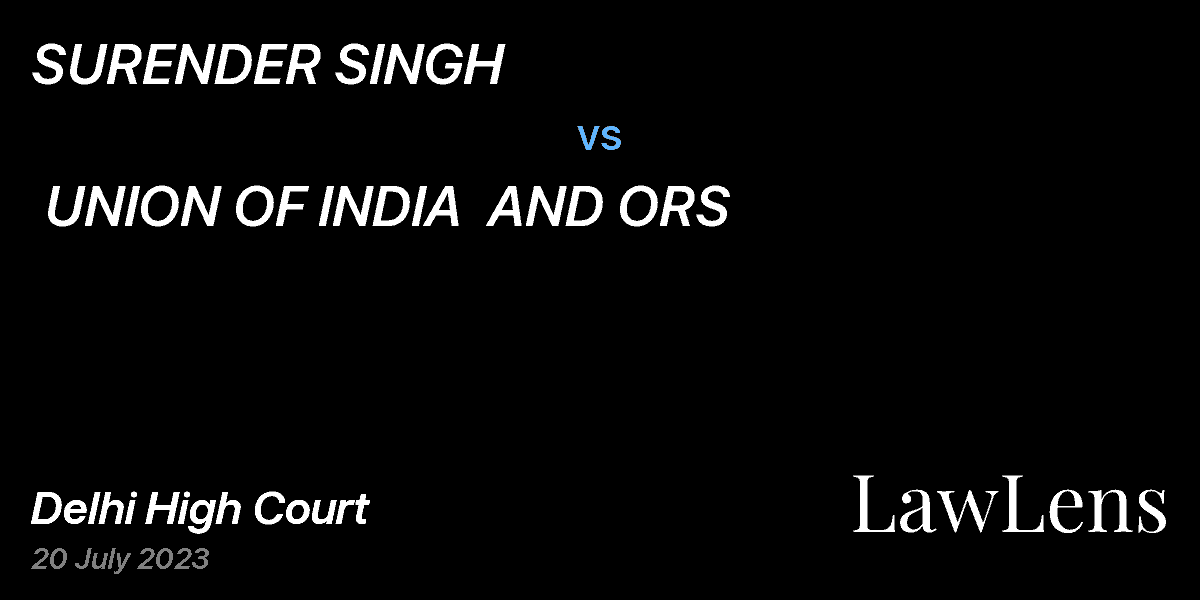 Preview image for SURENDER SINGH vs. UNION OF INDIA  AND ORS