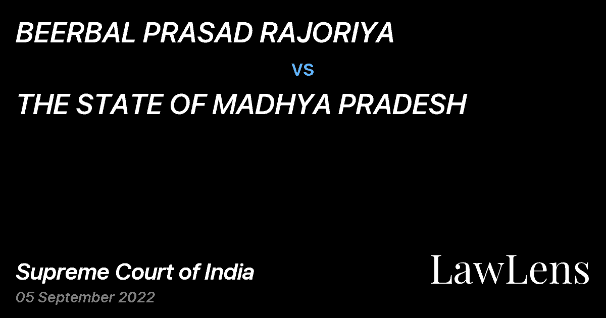 Preview image for BEERBAL PRASAD RAJORIYA vs. THE STATE OF MADHYA PRADESH
