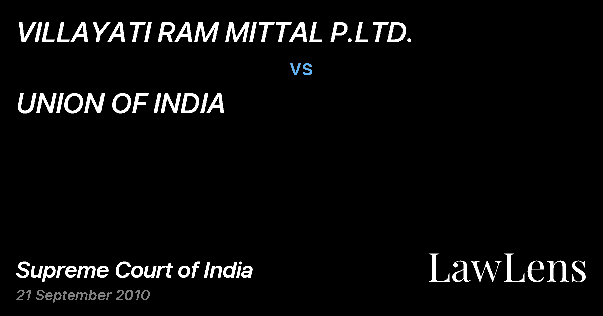 Preview image for VILLAYATI RAM MITTAL P.LTD. vs. UNION OF INDIA