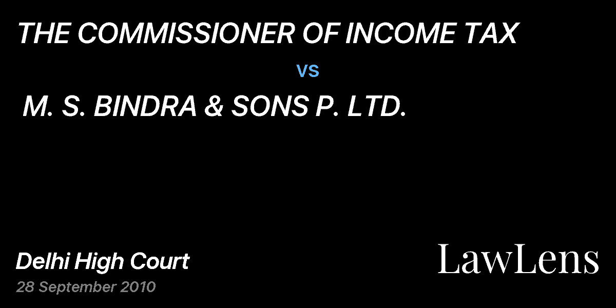 Preview image for THE COMMISSIONER OF INCOME TAX vs. M. S. BINDRA & SONS P. LTD.