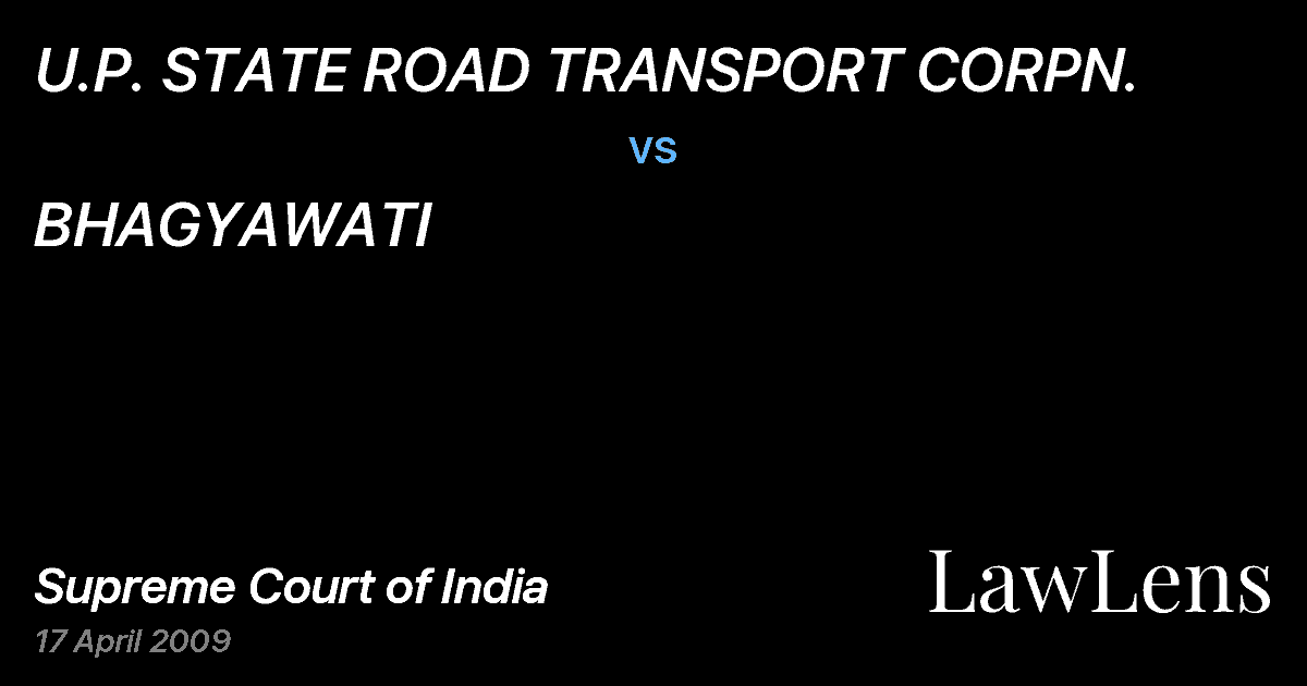 Preview image for U.P. STATE ROAD TRANSPORT CORPN. vs. BHAGYAWATI