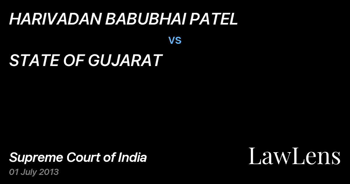 Preview image for HARIVADAN BABUBHAI PATEL vs. STATE OF GUJARAT