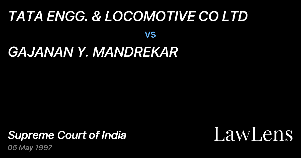Preview image for TATA ENGG. & LOCOMOTIVE CO LTD vs. GAJANAN Y. MANDREKAR
