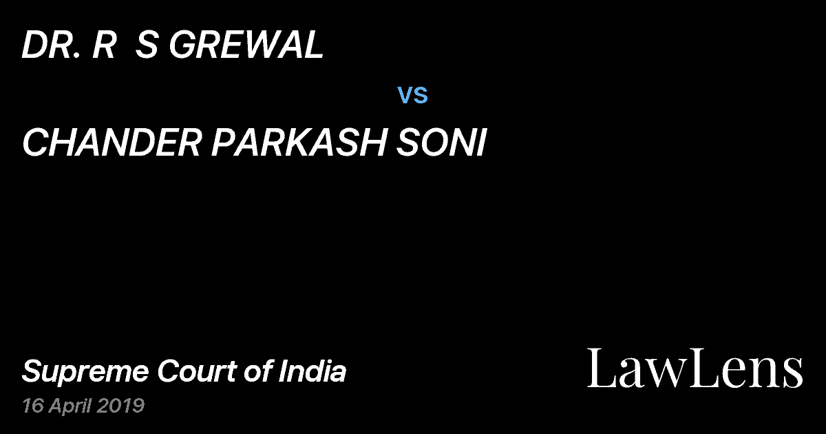 Preview image for DR. R  S GREWAL vs. CHANDER PARKASH SONI